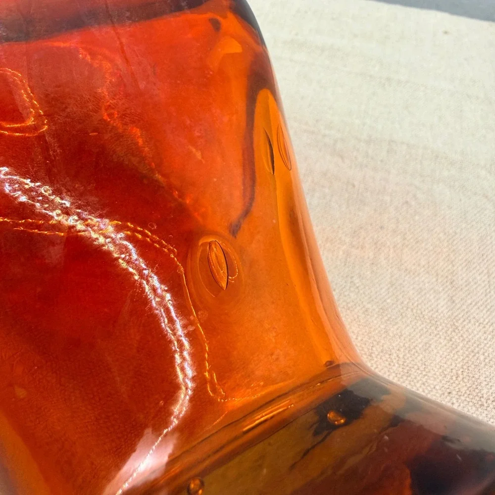 Vintage‎ Amberina Glass Genie Bottle Decanter MCM Spanish Flashed 19